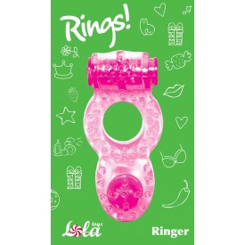Розовое эрекционное кольцо с вибрацией Rings Ringer