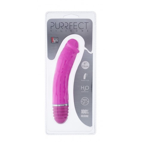 Розовый вибратор-реалистик PURRFECT SILICONE VIBRATOR 6INCH PINK - 15 см.